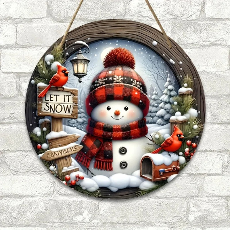 CrystalSnow | Christmas wreath made of acrylic | Snowman & winter design | Wall & door decoration Ø 20 cm