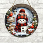 CrystalSnow | Christmas wreath made of acrylic | Snowman & winter design | Wall & door decoration Ø 20 cm