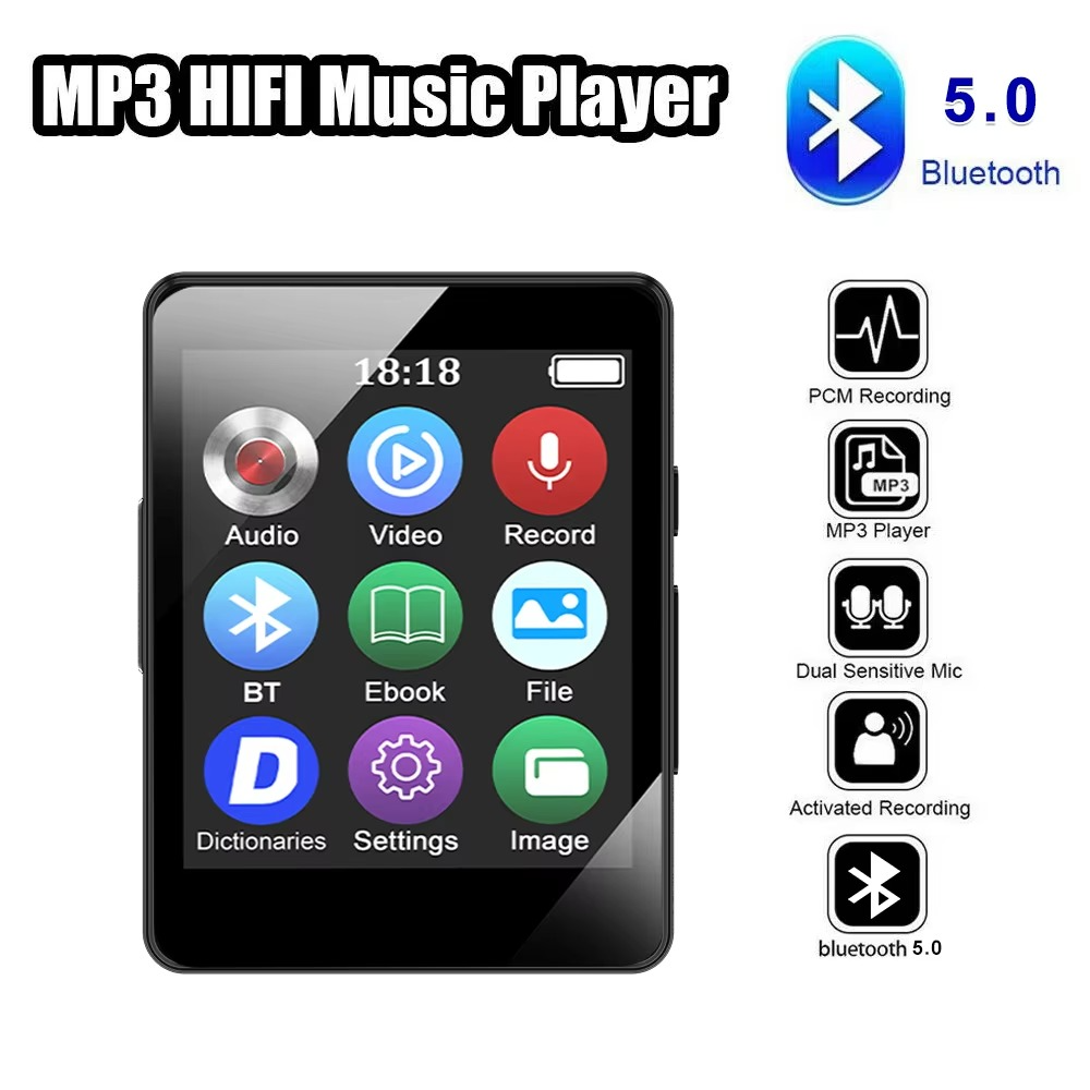 Portable Bluetooth MP3 Player with HiFi Stereo, Mini MP4 Video Playback, LED Screen and Voice Recording
