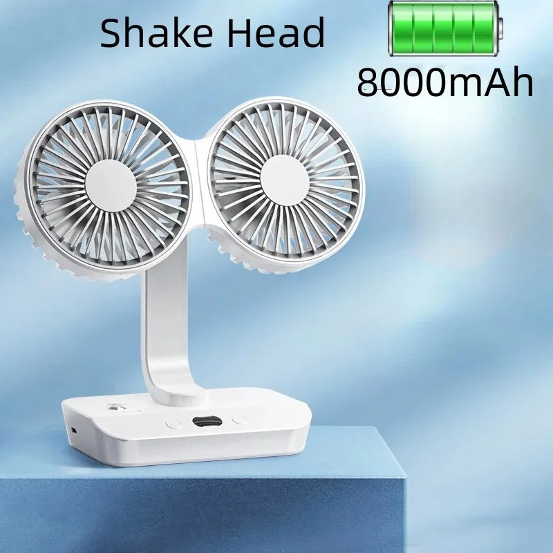 Brisano Table Fan Cordless | 8000mAh Battery | 90° Adjustable & 4-Speed Wind | LED Display & USB Charging