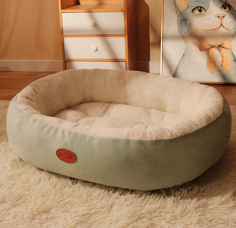 Oval Plush Bed for Dogs & Cats