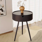 Round Plastic Side Table with Storage Space and Mobile Design