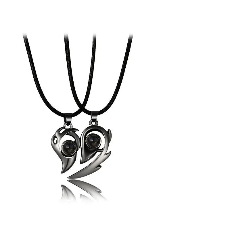 I Love You Magnetic Projection Couple Necklace Set