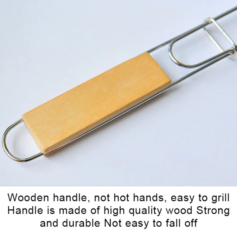 GrillFold FlexClip | Non-stick & Compact | With Wooden Handle | For Fish & Vegetables