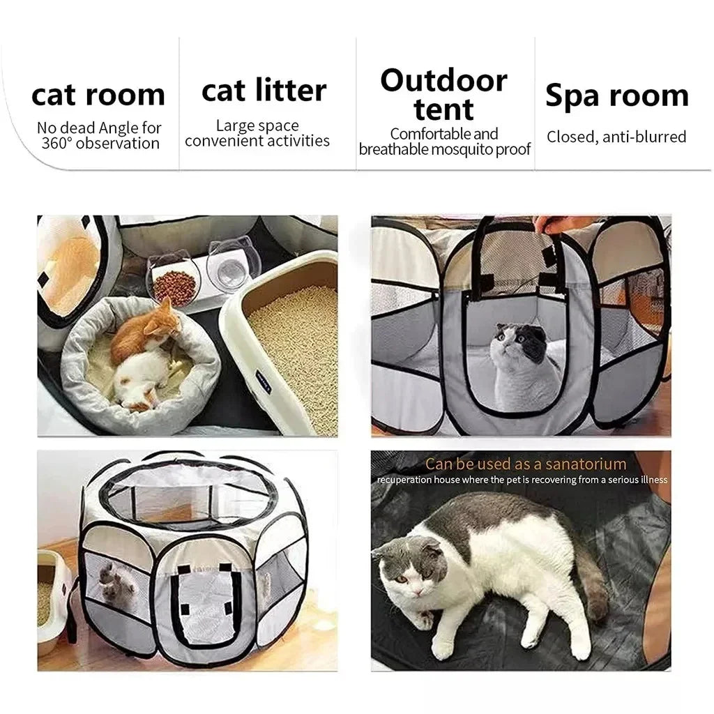 Pawvia Foldable Cat Tent | Portable Outdoor Enclosure for Cats & Small Dogs | Breathable & Washable | 72×72×45 cm