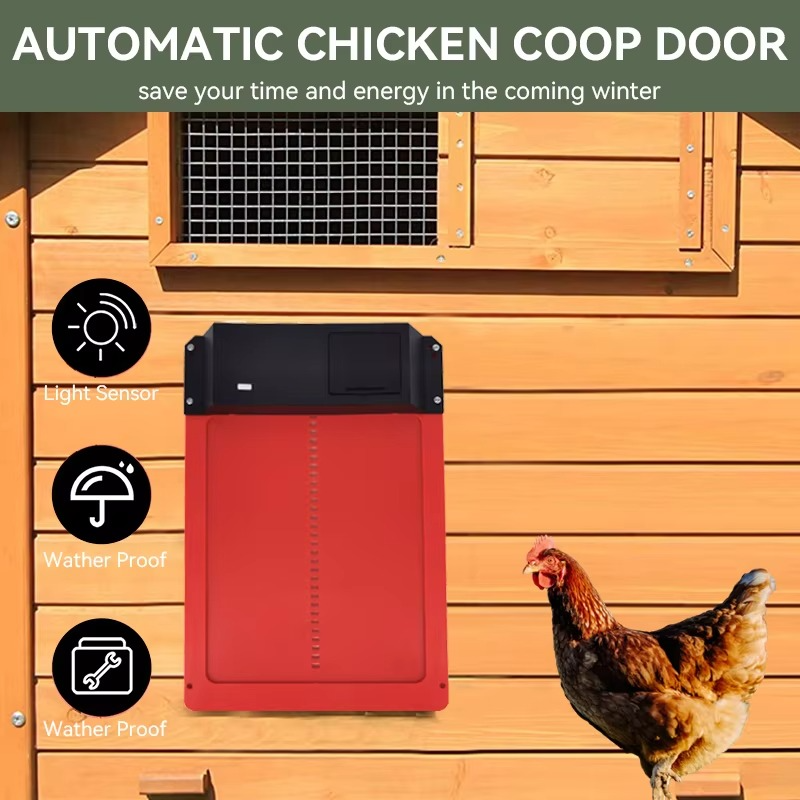 Smart Automatic Chicken Coop Door Opener with Light Sensor and Waterproof Design