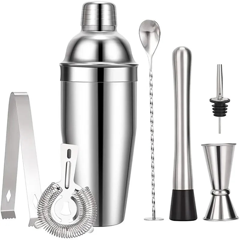 550 ml/750 ml Stainless Steel Cocktail Shaker Mixer Drink Bartender Set Bar Set Tools With Wine Rack Stand Tool for Birthday Gift
