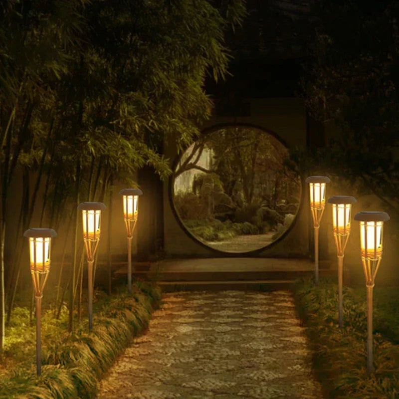 Solar Torch 5-Piece Set | Flame Effect LED Garden Lights | Solar Powered | Decorative Light for Outdoors