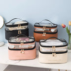 Cosmetic Bag Lunavie | Double-Layer & Waterproof | Large Capacity | Transparent Lid