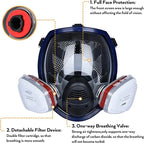 Full Face Respirator Mask with Anti-Fog Lens and Industrial Gas Filters