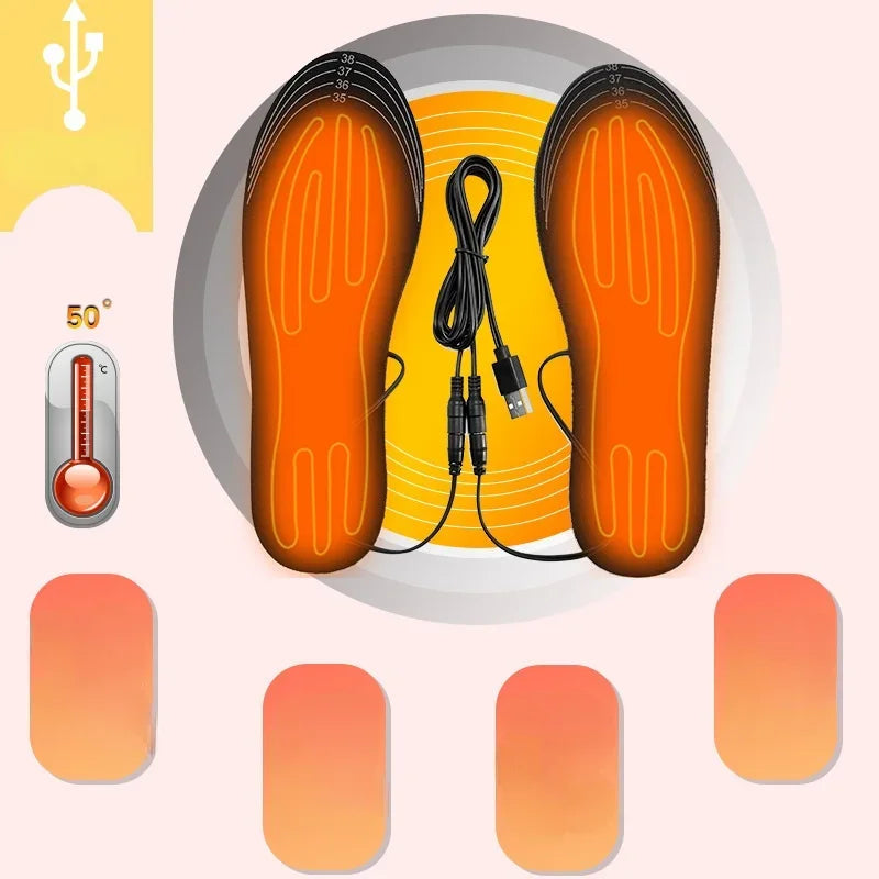 ThermaStep USB Heated Insoles | Customizable Size 35–46 | Rechargeable & Washable | Carbon Fiber Heating Technology | Foot Warmer for Winter & Outdoor