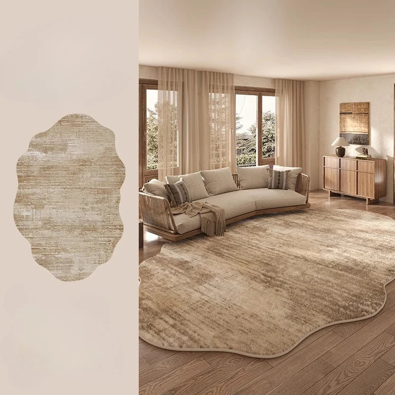 Irregular Plush Rug Light Luxury Washable for Bedroom and Living Room