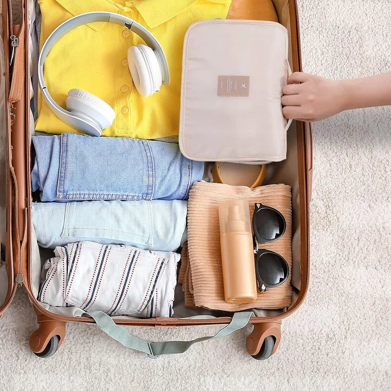Hanging Travel Toiletry Bag with 6 Pockets and Water-Repellent Polyester