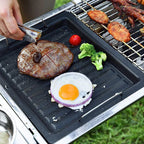 Feurossa Cast Iron Grill Plate Reversible Plate | For Gas Grill & Stove | 25 × 30 cm | For Pizza, Meat, Vegetables & Fish