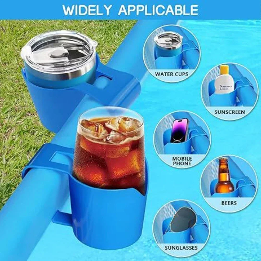AquaGrip Drink Holder | Flexible & Stable | Clip-on Pool Shelf | For Cans & Gadgets