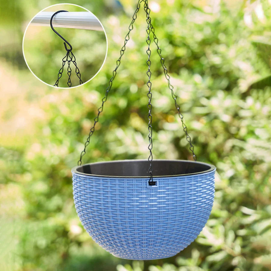 Rattania Bloom Hanging Pot | European Style | Honeycomb Pattern & Rattan Look | For Garden, Balcony & Interiors