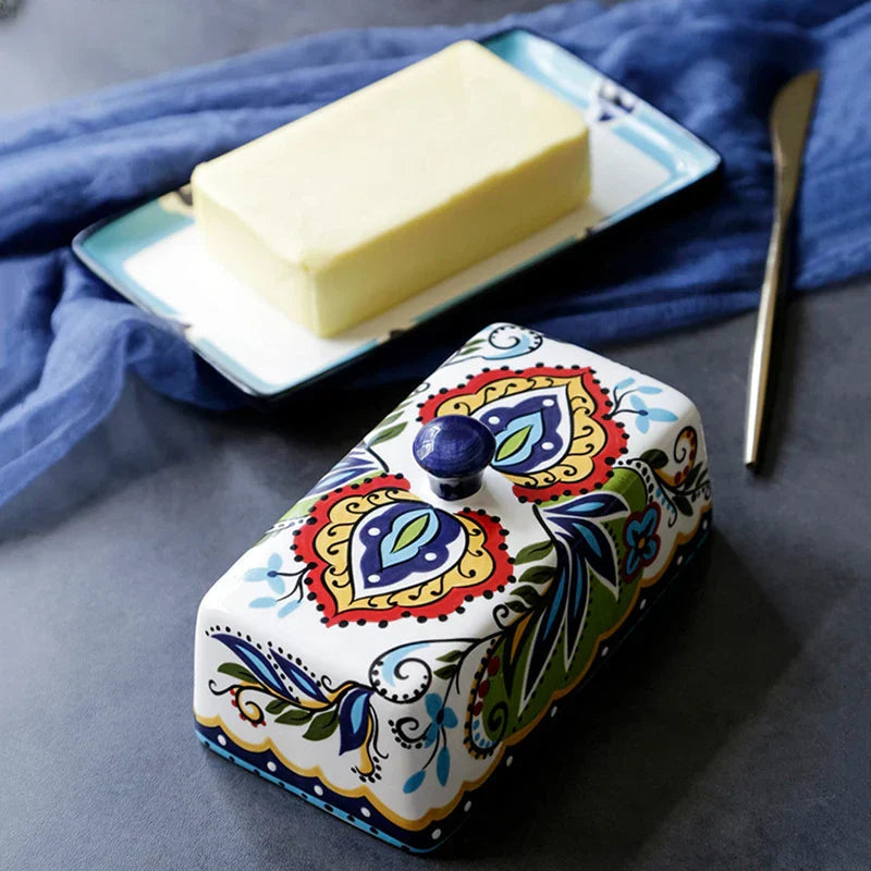 Hand-painted Butter Dish in Tuscan Style