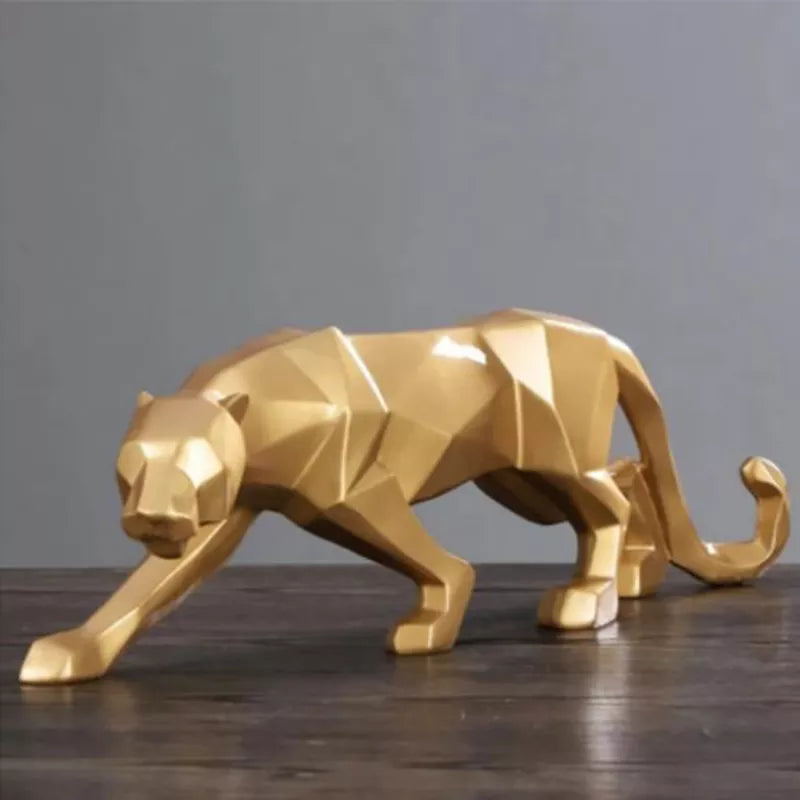 Panther Statue, Animal Figure, Abstract Geometric Style, Resin, Leopard Sculpture, Home Office, Desktop Decoration, Crafts