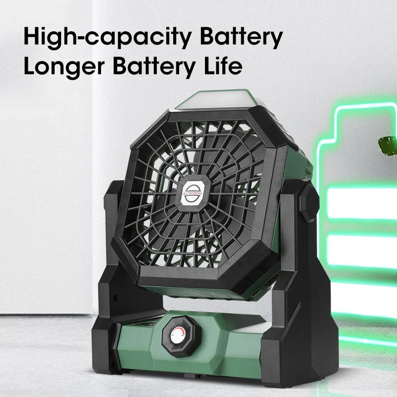 Campora BreezeLight | 2-in-1 Camping Fan with LED Lantern | 7800 mAh Battery | 270° Rotatable | USB Rechargeable | For Tent, Outdoor & Travel