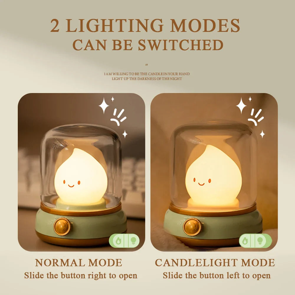 LumiFlame LED Night Light | Retro Oil Design | USB Rechargeable | Warm Mood Light