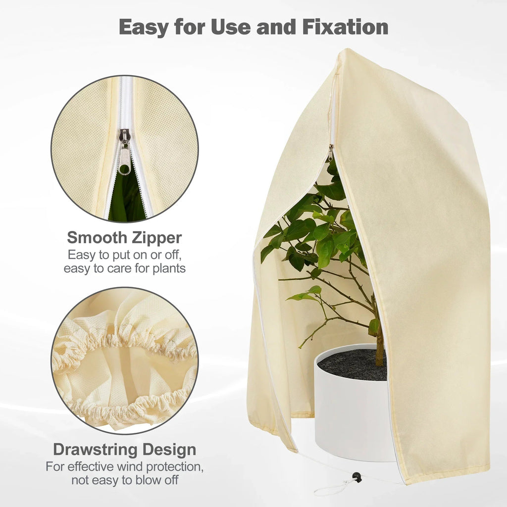 Winter protection cover for plants - Frost protection with zipper and drawstring, breathable for palms and potted plants in the garden