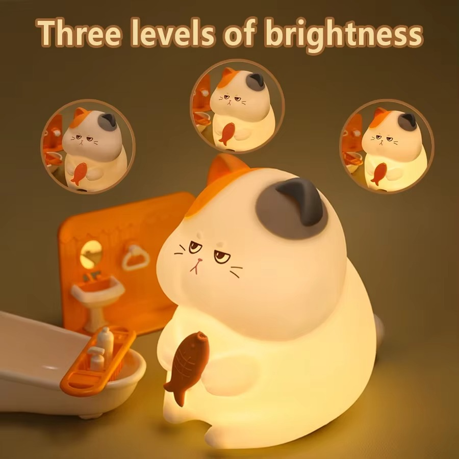 Rechargeable Silicone Cat Night Light - Soft Touch Mood Lamp