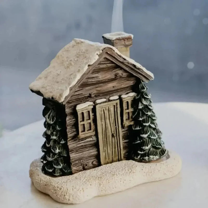Cone Incense Burning Log Cabin