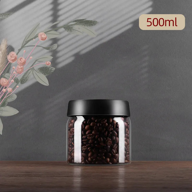 GIANXI Vacuum Sealed Jug, Coffee Beans, Glass, Airtight Canister, Food, Grains, Sweets, Fresh Keeping Container, Kitchen Accessories