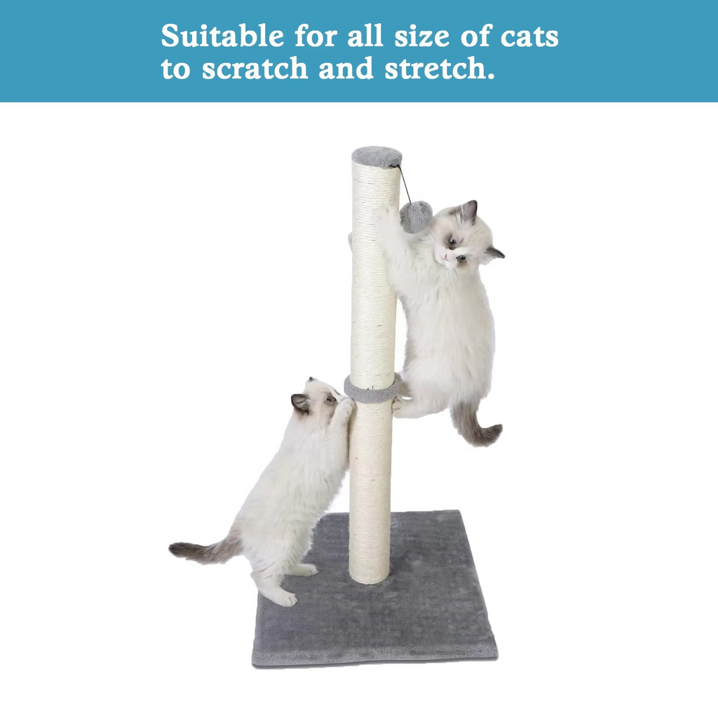Tall Sisal Cat Scratching Post with Dangling Ball for Indoor Cats and Kittens