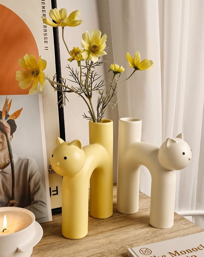Ceramic Cat Vase