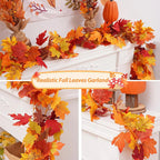 Aurelia Autumn Wreath | Artificial Maple Leaf Garland | 200 cm | Decor for Home & Garden