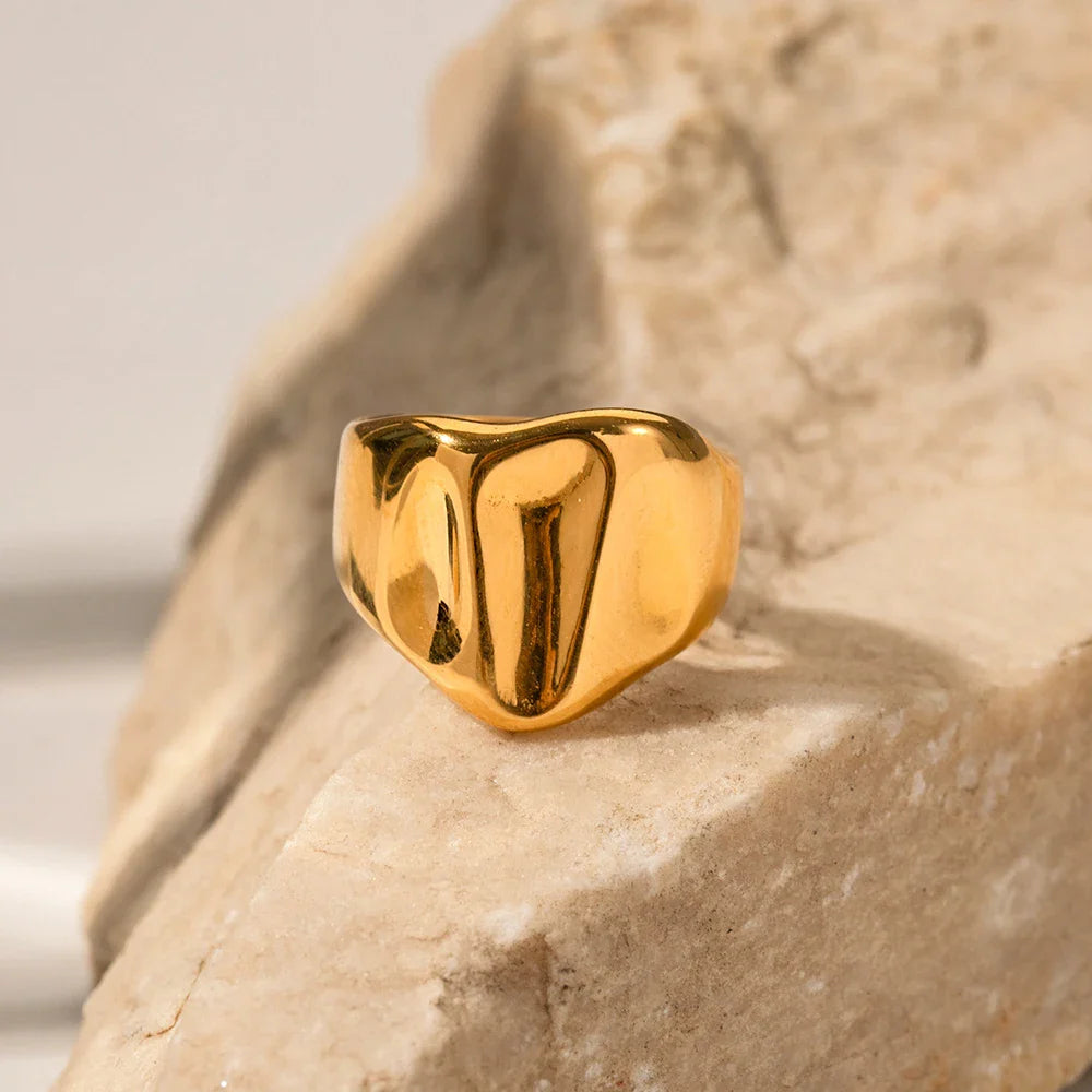 Wide Wave Textured Ring