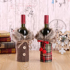 Christmas bottle cover with fur collar – festive cover for wine bottles, gnome decoration for Christmas, perfect as gift wrapping