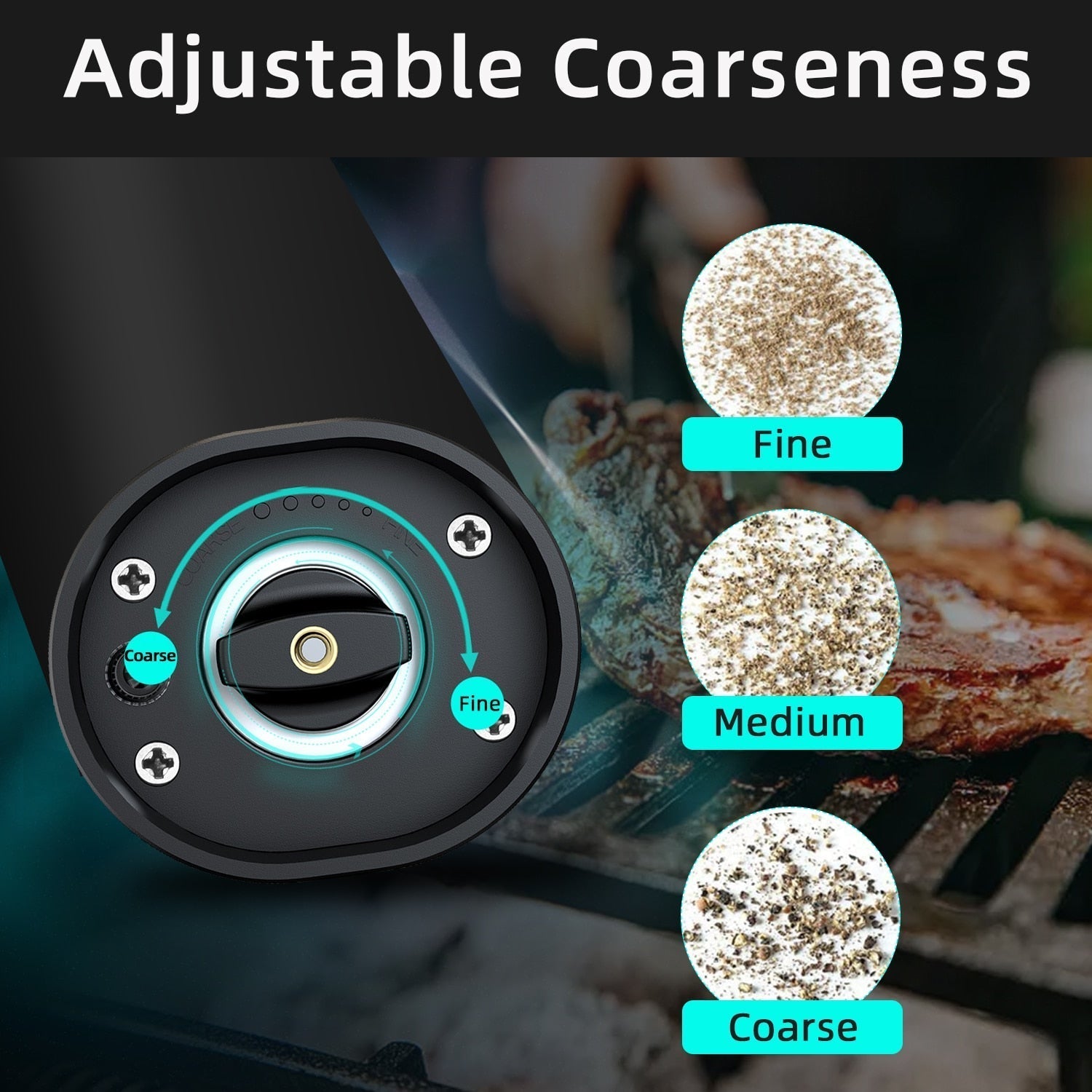Electric automatic pepper and salt mill with LED light and adjustable grind - Perfect for the kitchen or the restaurant