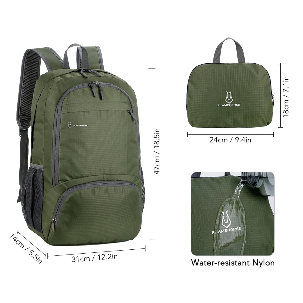 TrekVita Foldable Backpack | Ultralight & Waterproof | 31×14×47 cm | Outdoor & Travel Backpack for Men & Women
