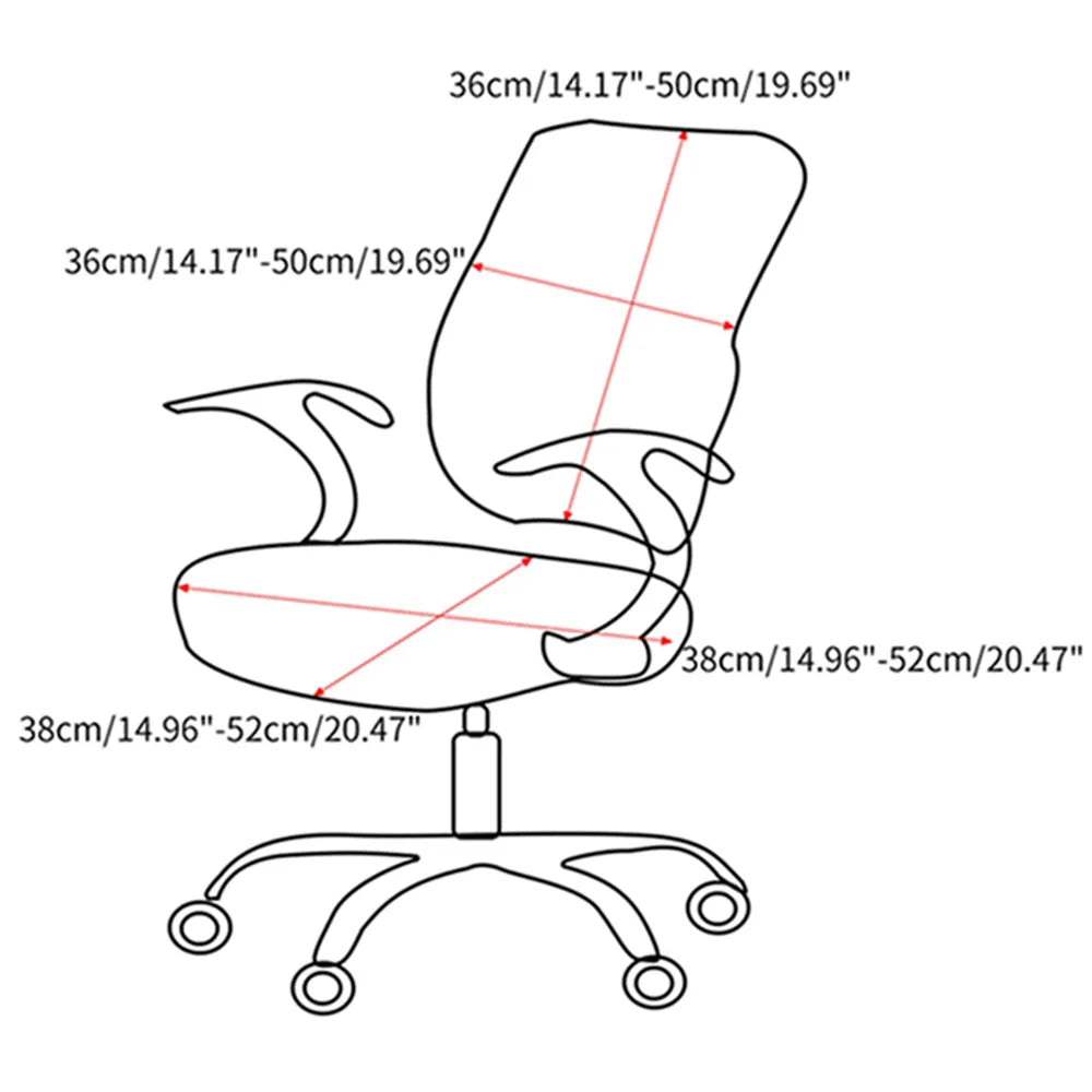2-piece Split Office Rose Chair Covers