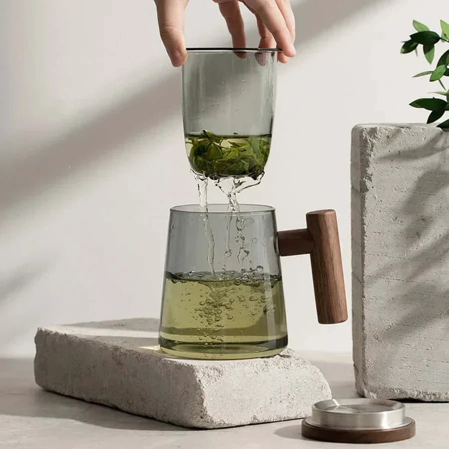 Ultramodern Glass Tea Cup with Filter and Lid