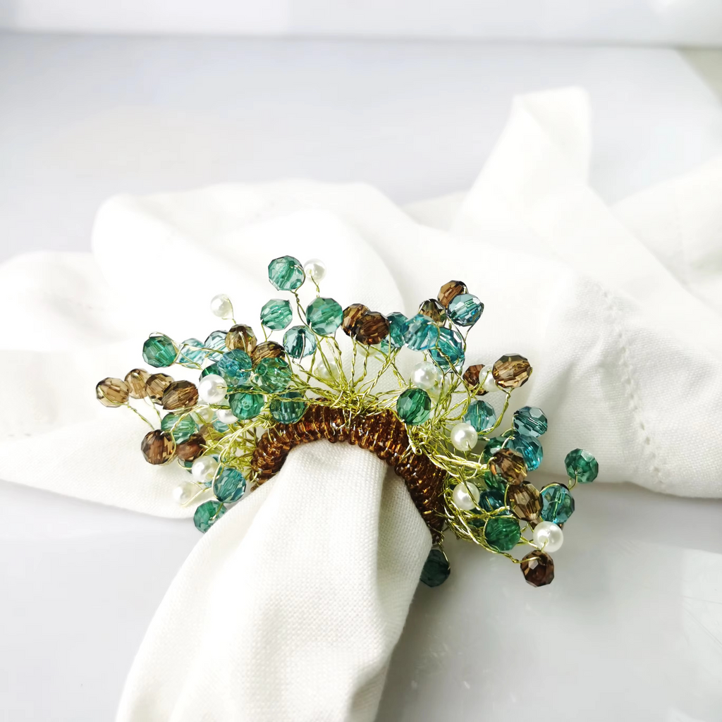 Colorful Acrylic Bead Napkin Ring Set of 4