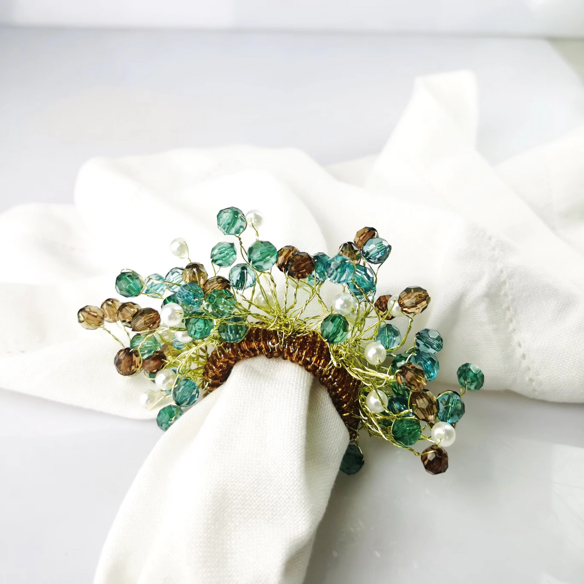 Colorful Acrylic Bead Napkin Ring Set of 4