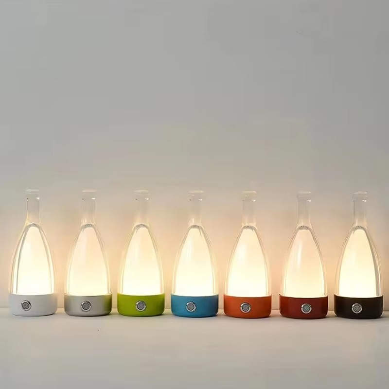Wine Bottle Desk Lamp with Bluetooth Speaker – Rechargeable Modern Bedside Night Light