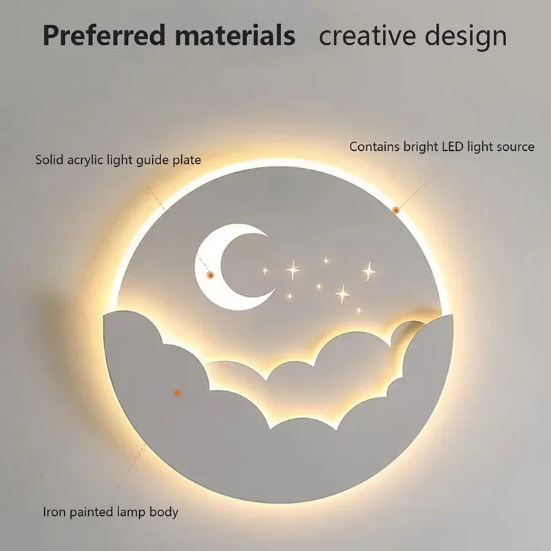 LED wall light with moon and stars