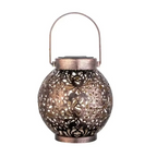 Outdoor Solar LED Lantern Light with Hollow Wrought Iron Design for Garden and Yard Decoration