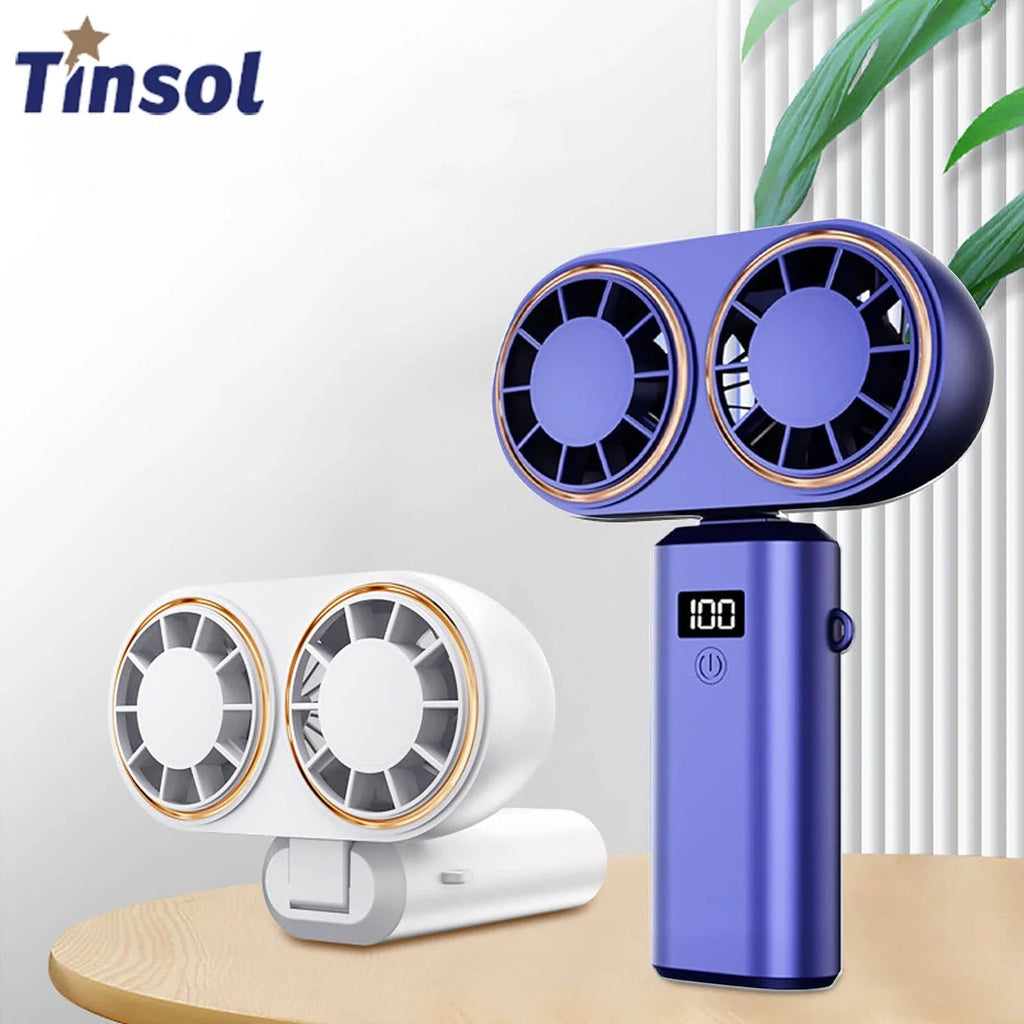 AerisCool Handheld Fan Double-Cooler | 5-Stage Cooling | Rechargeable & Digital Display