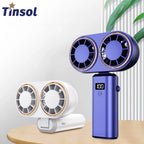 AerisCool Handheld Fan Double-Cooler | 5-Stage Cooling | Rechargeable & Digital Display