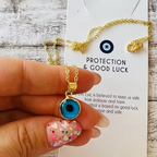 Blue Evil Eye Clavicle Necklace in Stainless Steel