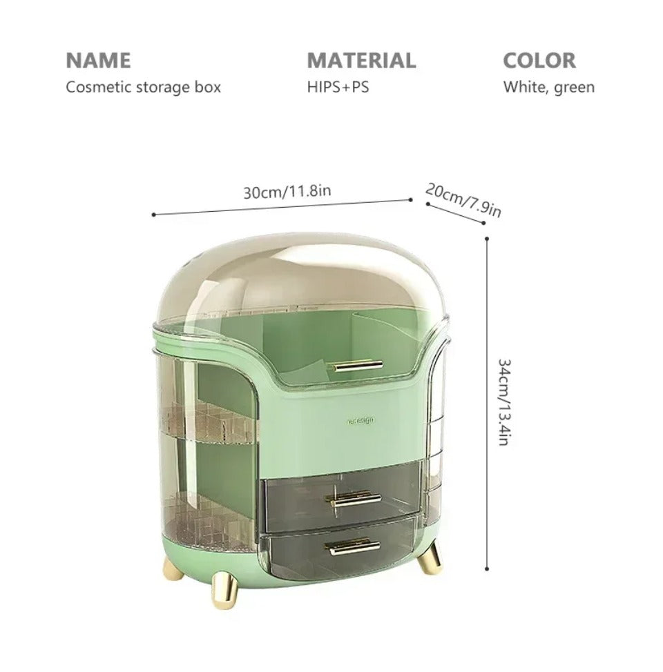 Luxury Transparent Makeup Organizer with Sliding Doors and Drawers