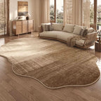 Irregular Polyester Plush Rug with Machine-Washable Surface for Bedroom and Living Room