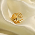 18k Triple Rose Stone Ring Stack