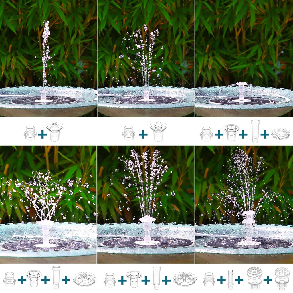 Solavera Solar Fountain Pump 6.5W | With LED & 5000mAh Battery | 16 Nozzles | For Pond & Garden