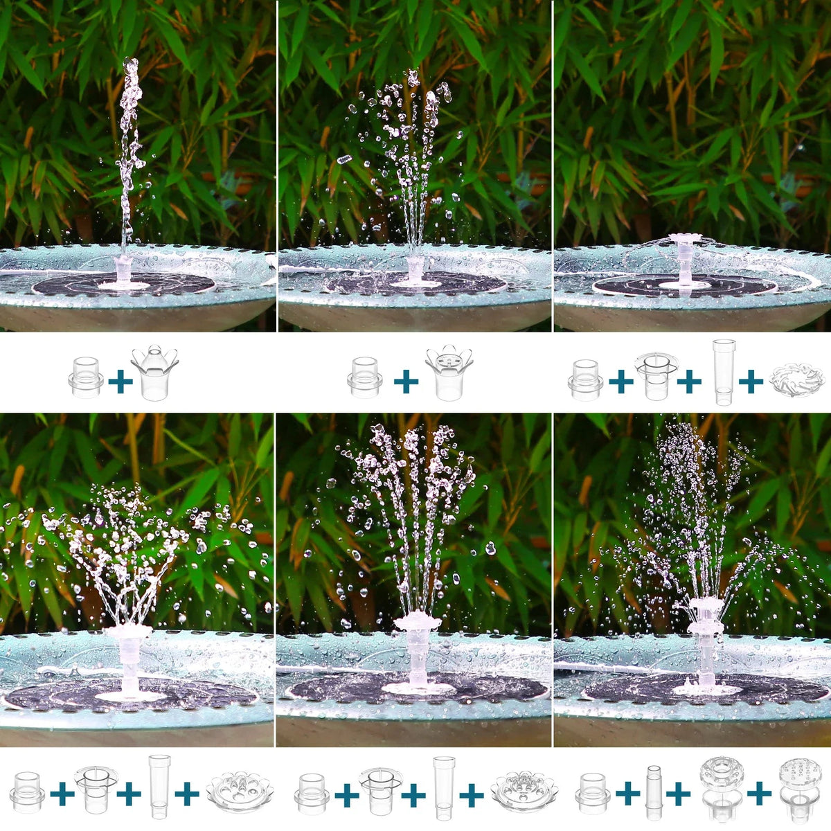 Solavera Solar Fountain Pump 6.5W | With LED & 5000mAh Battery | 16 Nozzles | For Pond & Garden